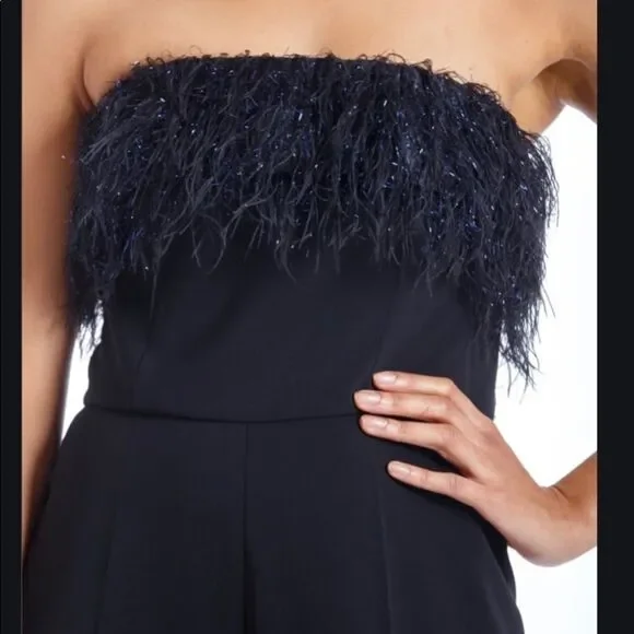 NEW JAYGODFEY Elaina black strapless feathers jumpsuit 4